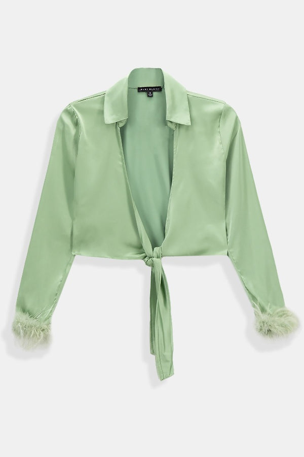 CAMISA SATIN CON PLUMAS